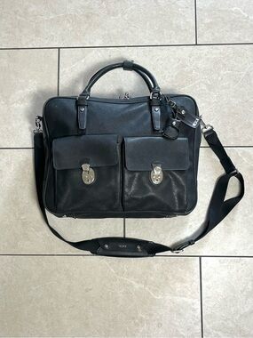 Tumi Black Leather Briefcase Bag (Read First)